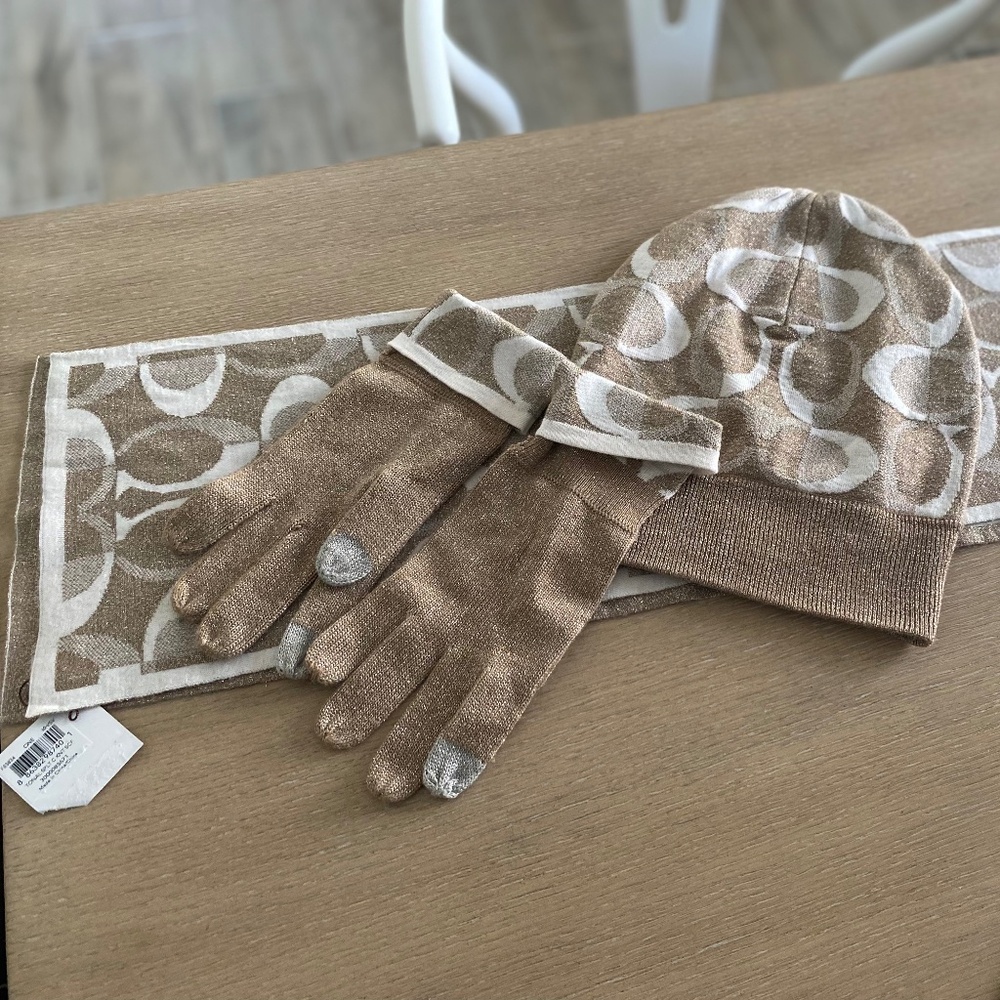NWT Coach Hat, Scarf and Gloves Set